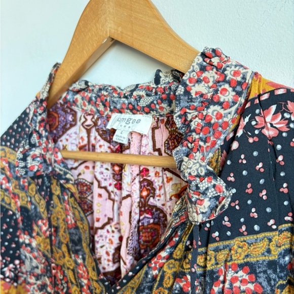 Umgee Mixed Paisley Bell Sleeve Boho Style Dress LARGE - Picture 11 of 12